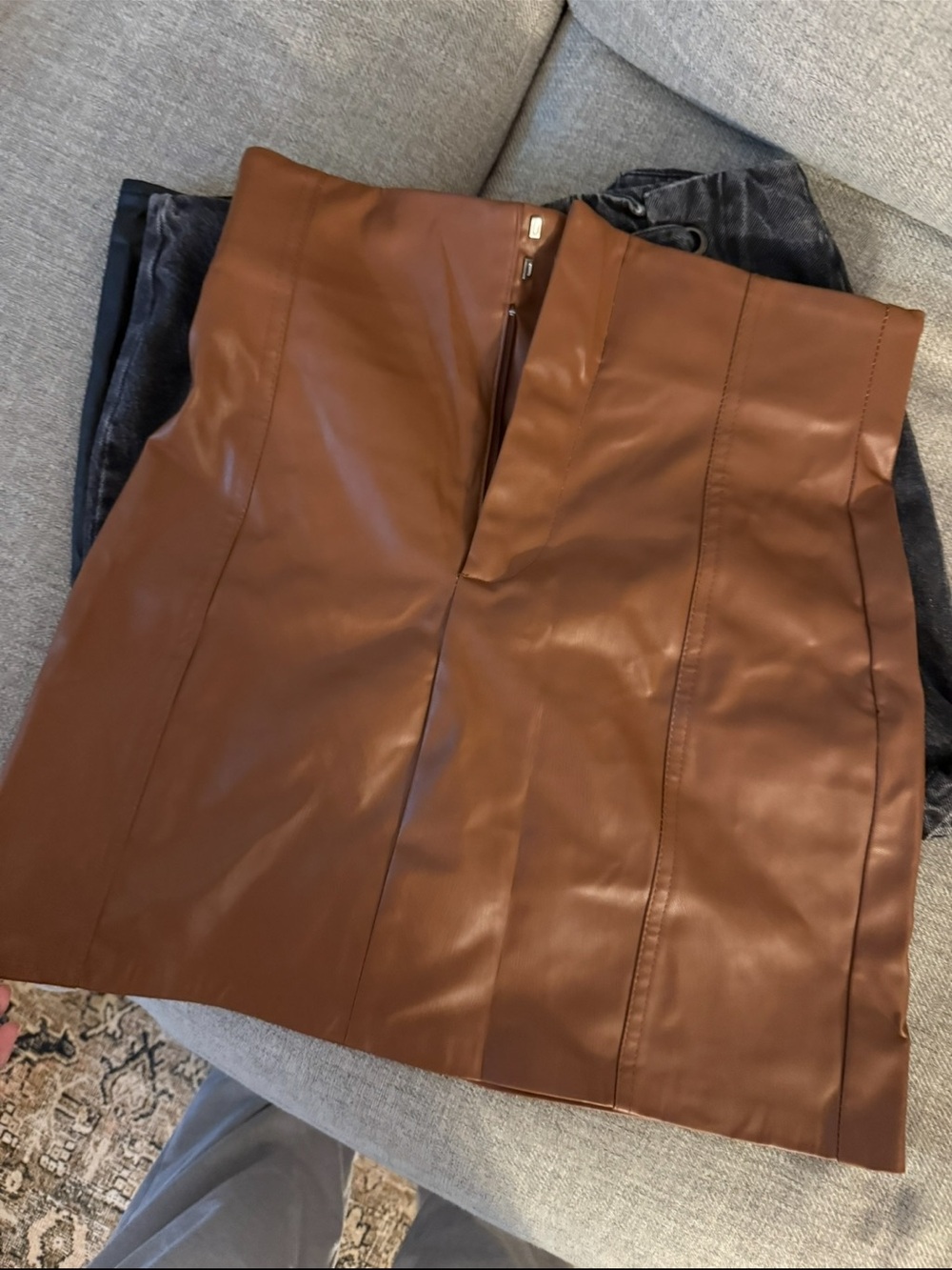 Zara Women's Faux Leather Brown Mini Skirt